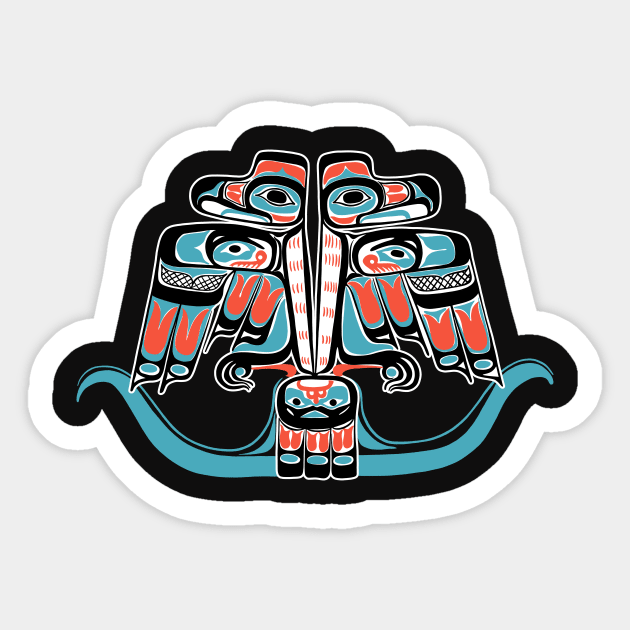 Double Thunderbird, Native American, Haida Tribe Art Sticker by StabbedHeart